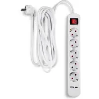 Fuj:tech Fuji:tech 7-osainen jatkojohto,, valkoinen (5 m, USB-A, USB-C)