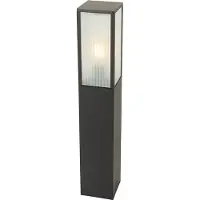 QAZQA Lampadaire d'extérieur noir avec verre cannelé 80 cm IP44 - Charlois