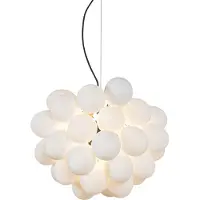 QAZQA Suspension Art Déco noire avec verre opale 8 lumières ronde - Uvas