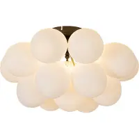 QAZQA Plafonnier intelligent noir avec verre opale 4 lumières avec Zigbee G9 - Uvas