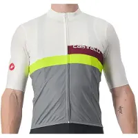 Castelli Maillot A Blocco à Manches Courtes Blanc Gris, Taille XL