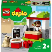 LEGO 10927 DUPLO Stand à pizza, jouet pour les jeunes enfants de 2 ans et plus, jeu de construction en grandes briques avec pizza et personnage de chien