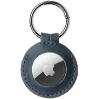 FIXED Housse de protection Real Leather Case pour Apple AirTag, bleu