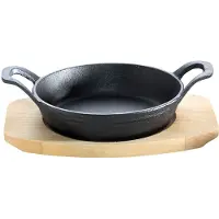 Gusseisen Kuss Poêle en fonte avec 2 poignées Ø 15 cm et dessous de plat en bois