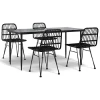 vidaXL Ensemble de jardin 5 pièces noir Poly rotin