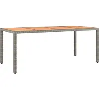 vidaXL Table de jardin avec plateau en bois Gris Poly rotin & bois massif Acacia