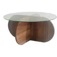 Skye Decor , Bubble - Walnut, Tables basses, noyer, verre, 75 x 35 x 75 cm