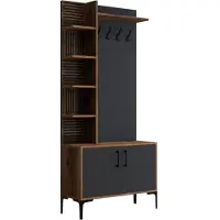Skye Decor , Viyana D - Walnut, Anthracite, Armoires, Poteau d'entrée, Noyer, 90 x 200 x 35 cm