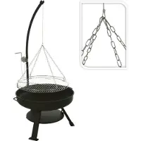 Ambiance Cheminée d'extérieur Vaggan avec grille, métal, 60 x 127 cm, noir/argent