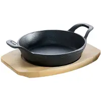 Gusseisen Kuss Poêle en fonte avec 2 poignées Ø 12 cm et dessous de plat en bois