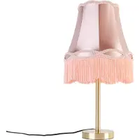 QAZQA Lampe de table classique en laiton avec abat-jour Granny rose 30 cm - Simplo
