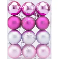 Casaria Lot de 24 boules de Noël rose