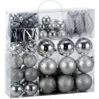 Deuba Lot de 103 boules de Noël argent pour décoration de sapin
