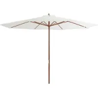 vidaXL Parasol avec mât en bois 350 cm blanc sable