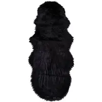 You do it Tapis artificiel en peau d'agneau noire, 60x180 cm