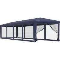 vidaXL Tente de réception avec 10 parois latérales en maille bleue 3x12 m HDPE