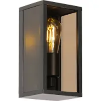 QAZQA Applique murale d'extérieur noire avec verre fumé 26 cm IP44 - Charlois