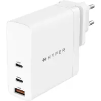 Hyper HyperJuice Chargeur de voyage 3 ports GaN (140W) – USB-C 140W PD 3.1 – USB-C 100W PD 3.0 – Compatible avec les appareils USB-C - Blanc