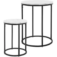 H&S Set de tables d'appoint - 2 pièces - marbre blanc - 50 cm