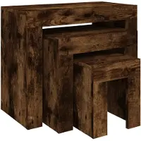vidaXL Tables basses 3 pcs. Empilables Chêne fumé Bois composite