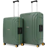 Carryon : Coffret de bagages Steward, 2 pièces - Valise grande taille (M+L) avec fermeture intégrée - Vert