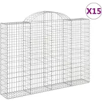 vidaXL Gabions avec arc surélevé 15pcs 200x30x140/160cm Fer galvanisé