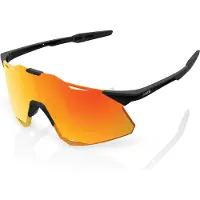 100% Lunettes de soleil sans monture 100 % HYPERCRAFT Sport Performance (noir mat lentille miroir multicouche rouge HiPER)
