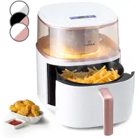 Klarstein Friteuse Sans Huile avec Fonction Vapeur, Friteuse Air Chaud Air Fryer XL 1500W, Mini Friteuse Electrique Sans Huile, Airfryer 7.5L, Tactile, Minuterie, Température Réglable, 16 Programmes