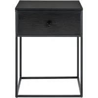 House Nordic Table d'appoint Vita Black avec tiroir | Acier, MDF 40x40x55cm
