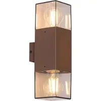 QAZQA Applique murale extérieure brun rouille avec abat-jour fumé 2 lumières IP44 - Danemark