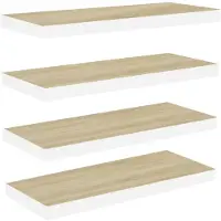 vidaXL Étagères flottantes 4 pcs chêne et blanc 80x23,5x3,8 cm MDF