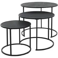 Intratuin Ensemble de tables d'appoint 3 pcs noir