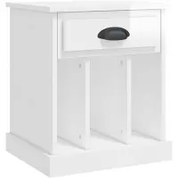vidaXL Table de chevet blanc brillant 43x36x50 cm