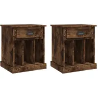 vidaXL Tables de chevet 2 pcs chêne fumé 43x36x50 cm