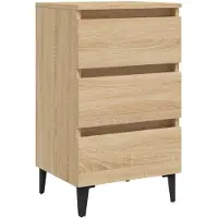 vidaXL Table de chevet avec pieds en métal chêne sonoma 40x35x69 cm