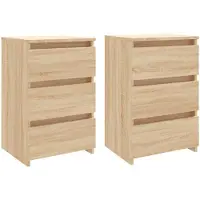 vidaXL Tables de chevet 2pcs chêne sonoma 40x35x62,5cm bois ingénierie