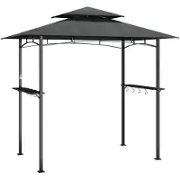 vidaXL Pavillon de barbecue avec étagères latérales Anthracite 240x150x243 cm Acier