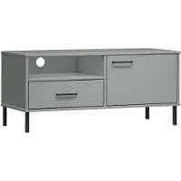 vidaXL Armoire TV OSLO avec pieds métalliques gris Pin massif