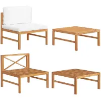 vidaXL Ensemble de salon de jardin 2 pièces avec coussins crème en teck