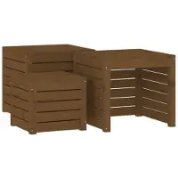 vidaXL Ensemble de 3 boîtes de jardin en pin massif brun miel