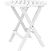 vidaXL Table de jardin pliante Blanc Ø 46 cm Bois massif Acacia