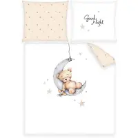 Herding Parure de Lit Teddy Bär pour Berceau, Taie d'Oreiller 35 x 40 cm avec Fermeture Portefeuille, Housse de Couette 80 x 80 cm avec Fermeture Portefeuille, Coton/Renforcé, Blanc