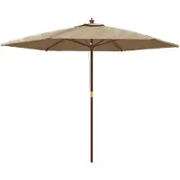 vidaXL Parasol avec mât en bois Taupe 299x240 cm