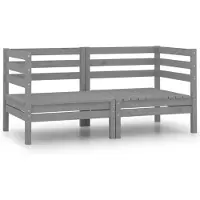 vidaXL Canapé de jardin 2 places gris pin massif