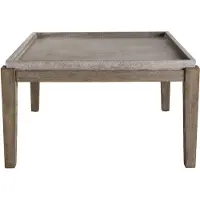 Macabane HECTOR - Table basse carrée béton 83x83cm pieds Acacia marron HECTOR