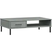 vidaXL Table basse OSLO avec pieds métalliques Gris Pin massif