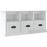 vidaXL Armoire TV blanc brillant 100x35x50 cm Bois composite