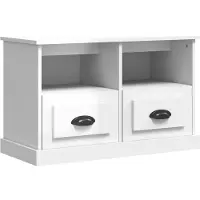 vidaXL Armoire TV blanc brillant 80x35x50 cm Bois composite
