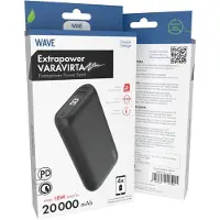 Wave Extrapower -varavirtal??hde, 20, musta (20000 mAh, 74 Wh), Chargeur de secours, Noir