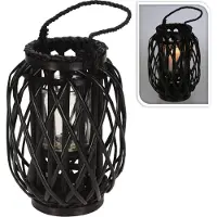 Koopman PROGARDEN Lanterne de bougie en saule tressé 30 cm noir KO-438002010